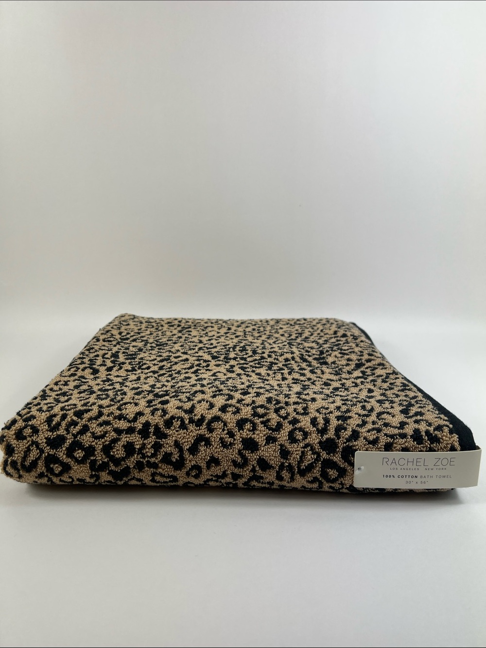 Rachel Zoe Bath Towel Leopard Cheetah Animal Print Black Brown 1 Pc NEW
